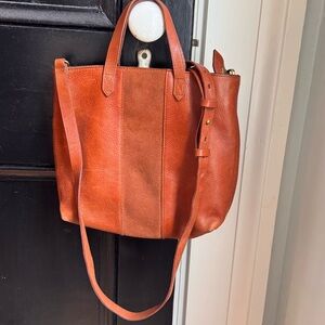Tan Leather Tote Bag Madewell zipper tote